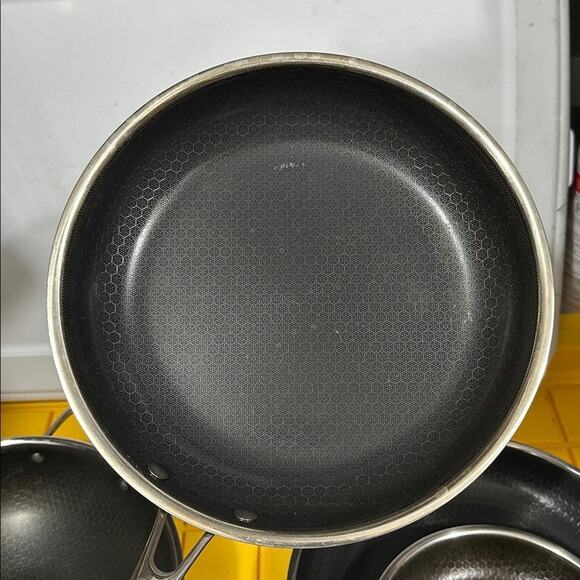 HEXCLAD 5 Piece Nonstick Stainless Steel Frying Pan Set 8 10 12 Wok $600 - Picture 7 of 10